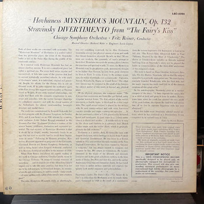 Alan Hovhaness - Mysterious Mountain / Divertimento (From The Fairy's Kiss) (VINYL) | Excellent+ (EX+) Excellent+ (EX+)