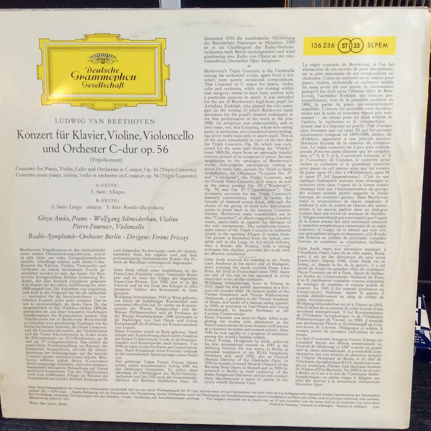 Ludwig van Beethoven - Géza Anda, Wolfgang Schneid - Tripelkonzert (VINYL) | Excellent+ (EX+)