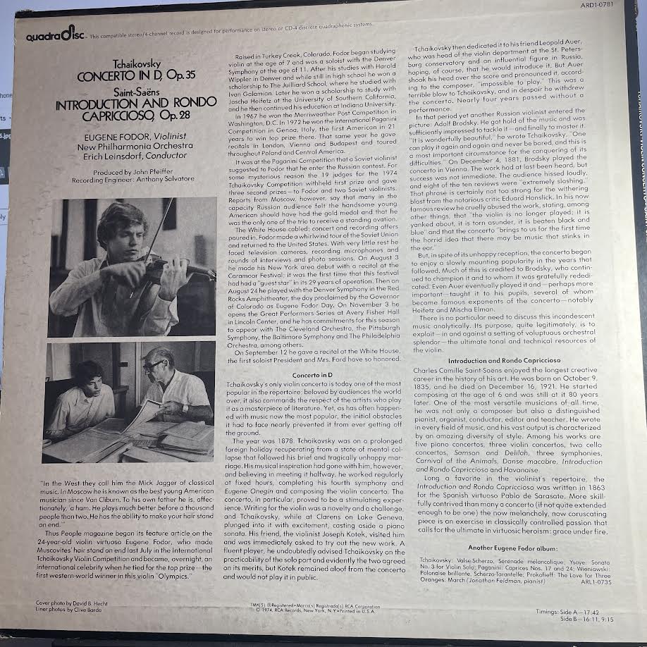 Pyotr Ilyich Tchaikovsky - Violin Concerto / Introduction And Rondo Capriccioso (VINYL) | Excellent+ (EX+) Excellent (EX)