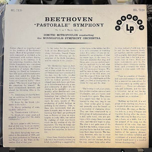 "Pastorale" Symphony No. 6 In F Major Opus 68 (VINYL) | Excellent+ (EX+) Near Mint (NM or M-)