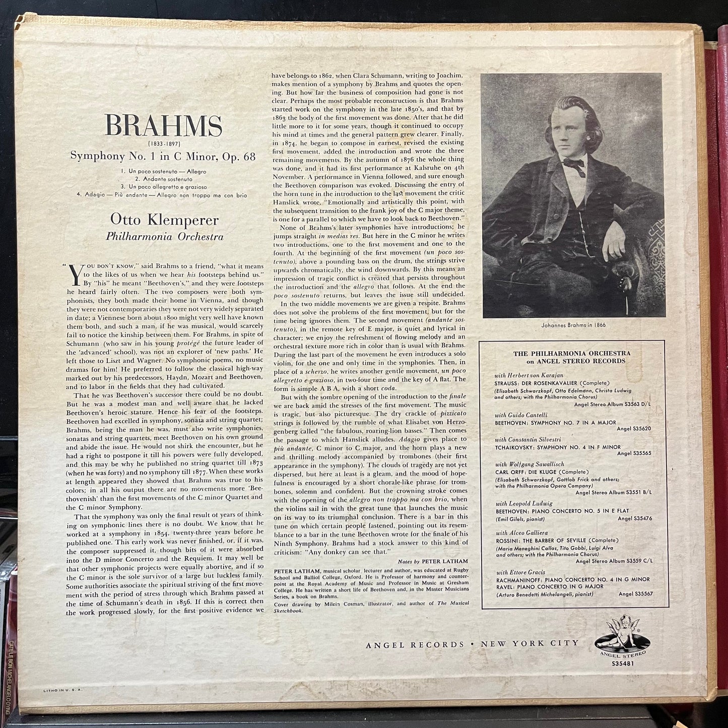 Symphony No. 1 in C Minor, Op. 68 (VINYL - 1ST PRESS) | Excellent+ (EX+) Very Good Plus Plus (VG++)