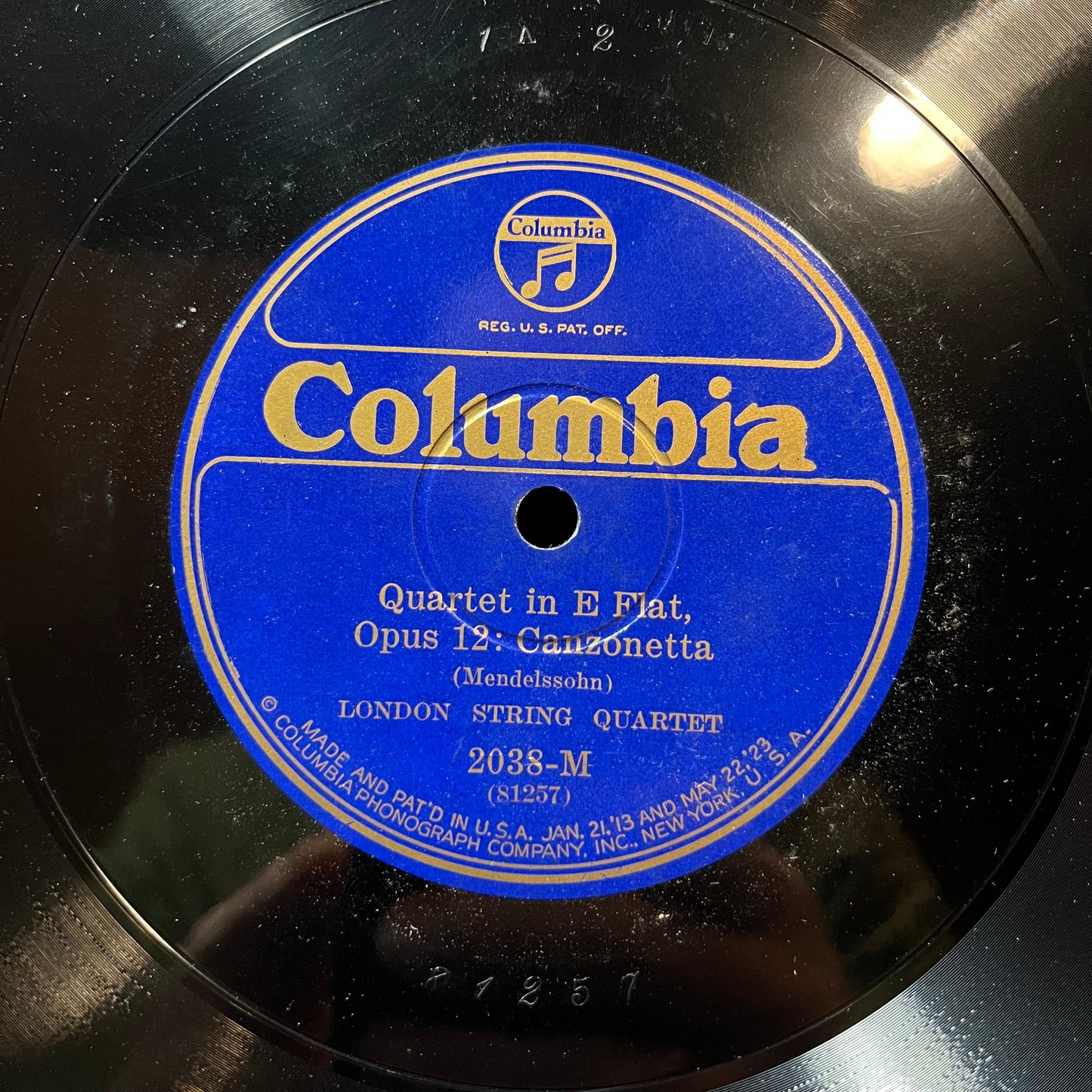 london string quartet - THE DHU LOCH / QUARTET IN E FLAT MENDELSSOHN (78RPM 10") COLUMBIA 2038 | Generic