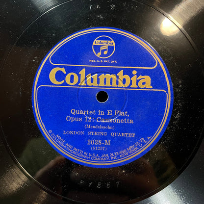 london string quartet - THE DHU LOCH / QUARTET IN E FLAT MENDELSSOHN (78RPM 10") COLUMBIA 2038 | Generic