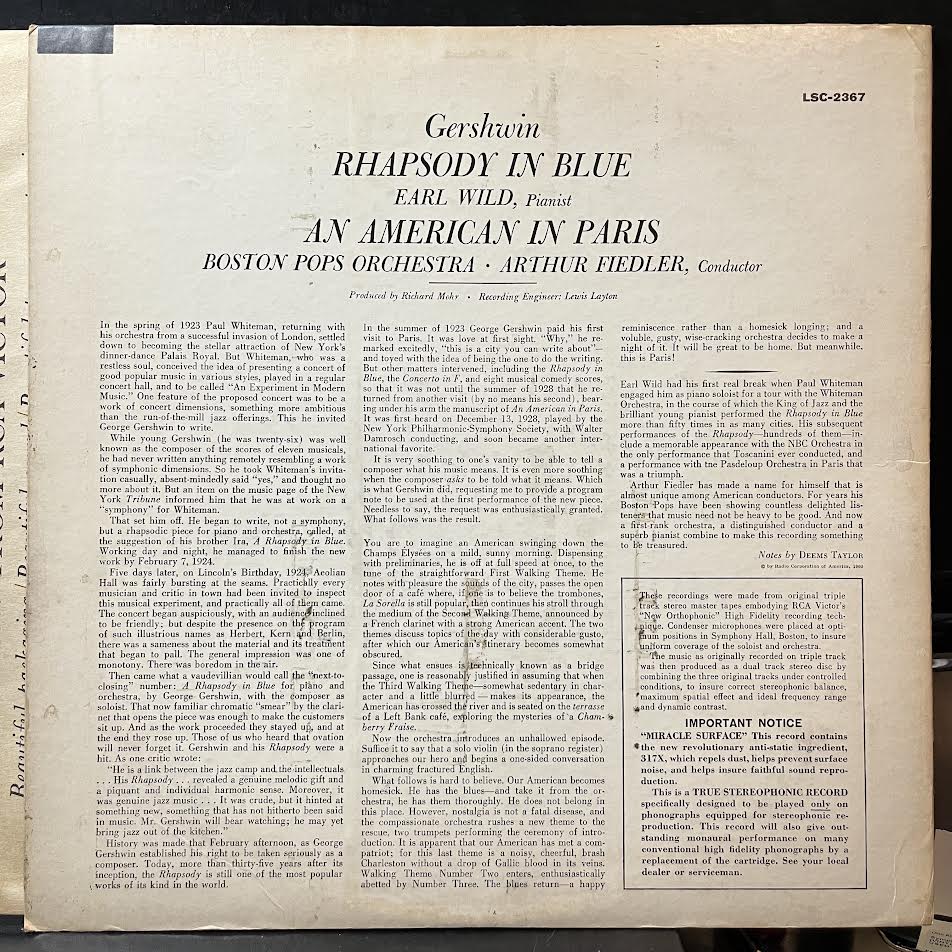 George Gershwin - Rhapsody In Blue / An American In Paris ( VINYL) | Excellent (EX) Excellent+ (EX+)