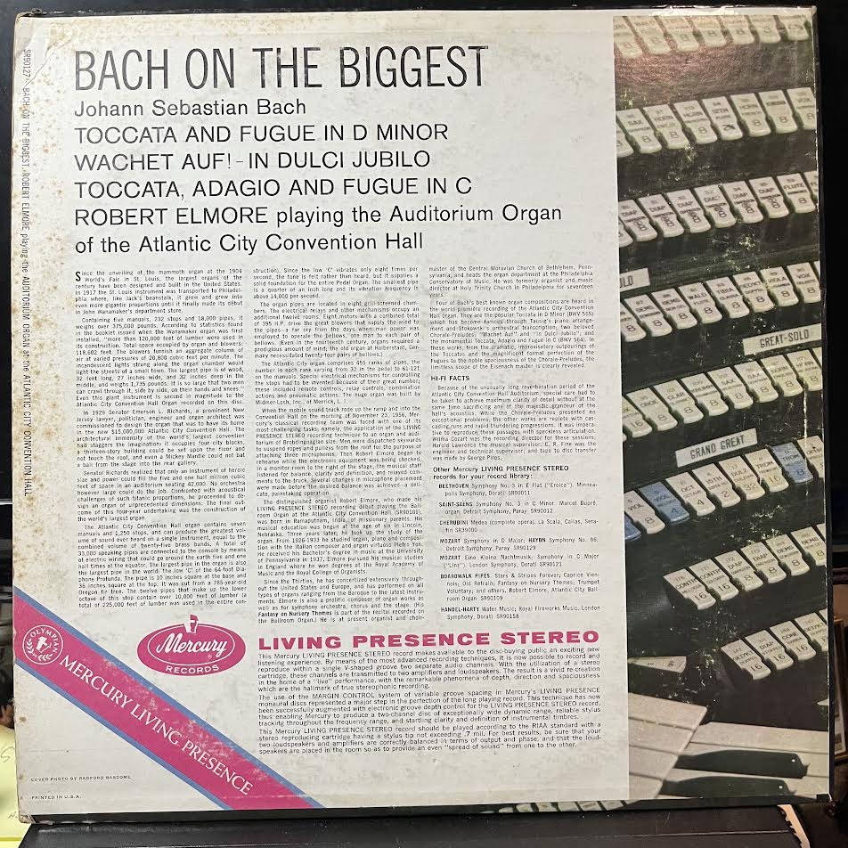 Robert Elmore - Bach On The Biggest (VINYL) | Excellent (EX) Excellent+ (EX+)