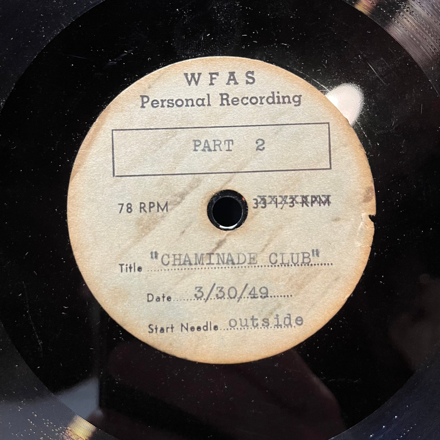WFAS - CHIAMINADE CLUB (ACETATE 12" VINYL) | Excellent (EX) Generic