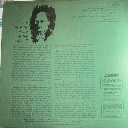 Sergei Prokofiev - Symphony-Concerto For Cello And Orchestra / Élégie (vinyl) | Excellent (EX) Near Mint (NM)