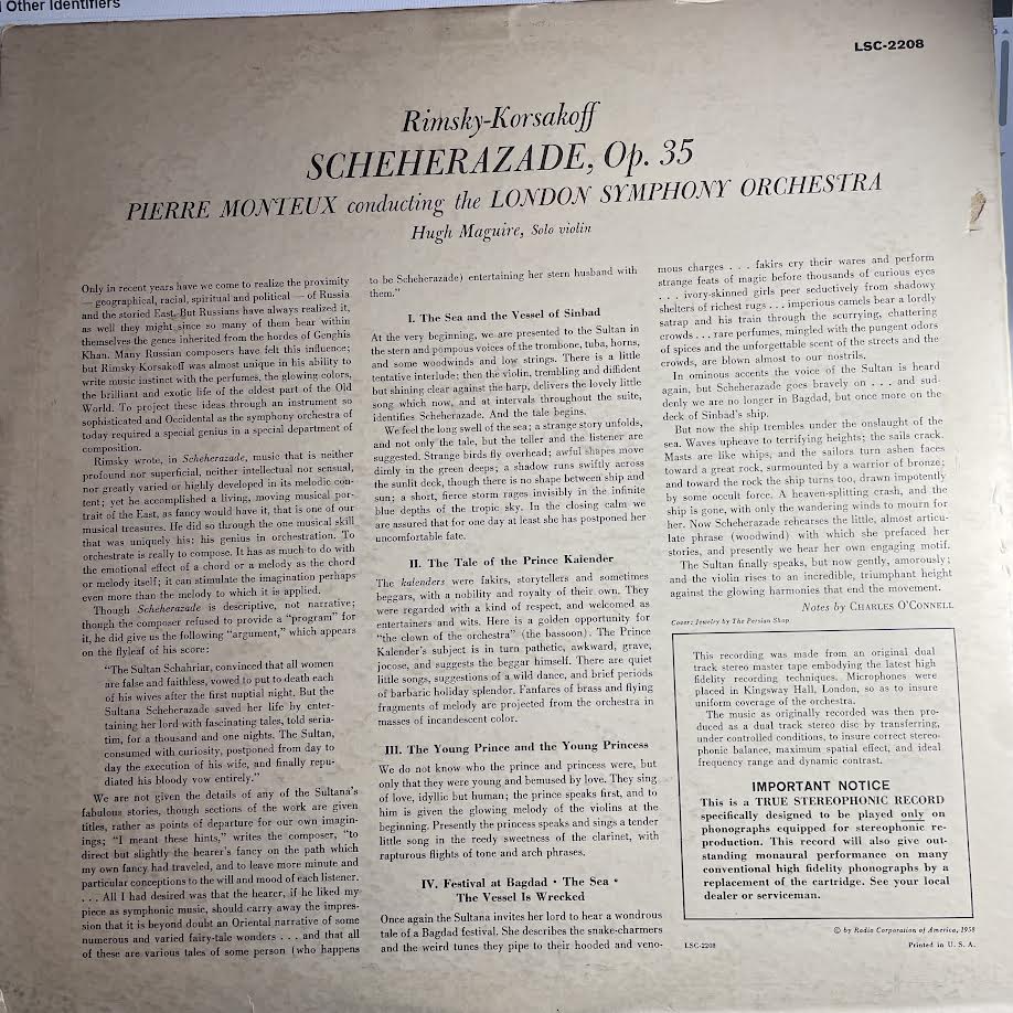 Nikolai Rimsky-Korsakov - Scheherazade (VINYL) | Excellent (EX) Excellent (EX)