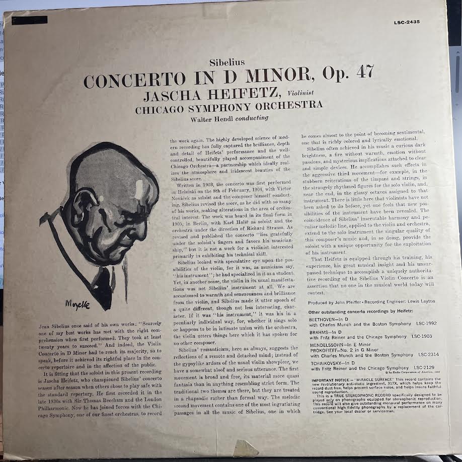 Jascha Heifetz - Violin Concerto (VINYL) | Excellent (EX) Excellent (EX)