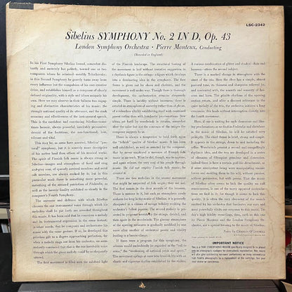 Jean Sibelius - Symphony No. 2 (VINYL) | Near Mint- (NM-) Very Good (VG)