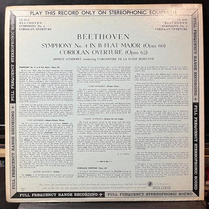 Ludwig van Beethoven - Symphony No. 4 In B Flat Major Opus 60 + Overture "Coriolan" Op. 62 (VINYL) | Near Mint- (NM-) Near Mint- (NM-)