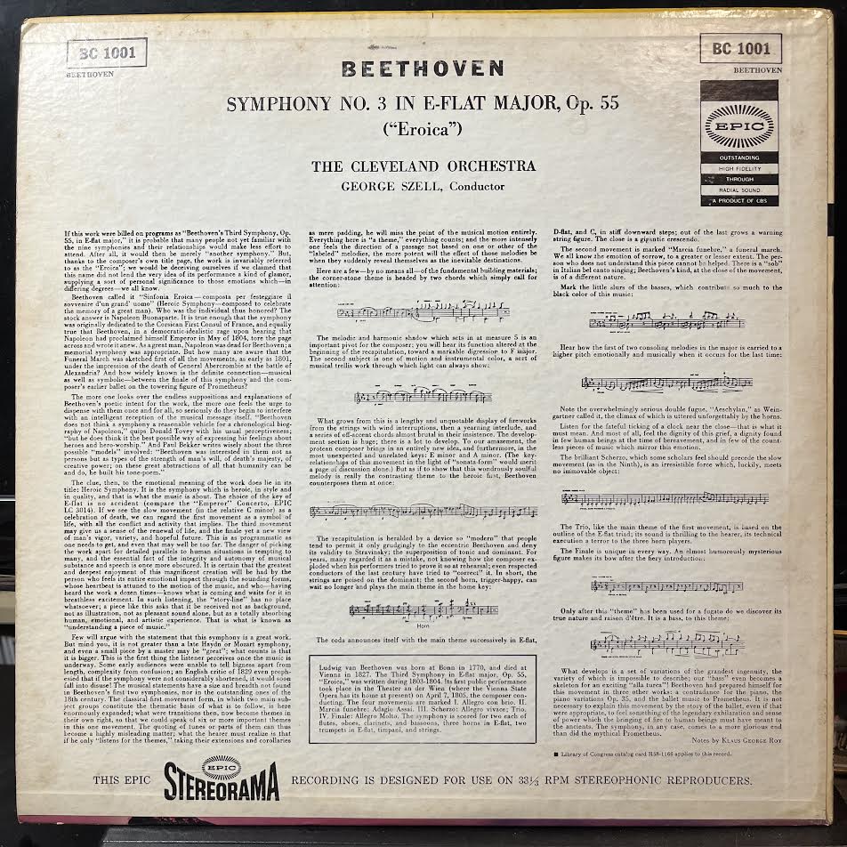 Ludwig van Beethoven - Symphony No. 3 In E-Flat Major, Op. 55 ("Eroica") (VINYL) | Near Mint- (NM-) Excellent+ (EX+)