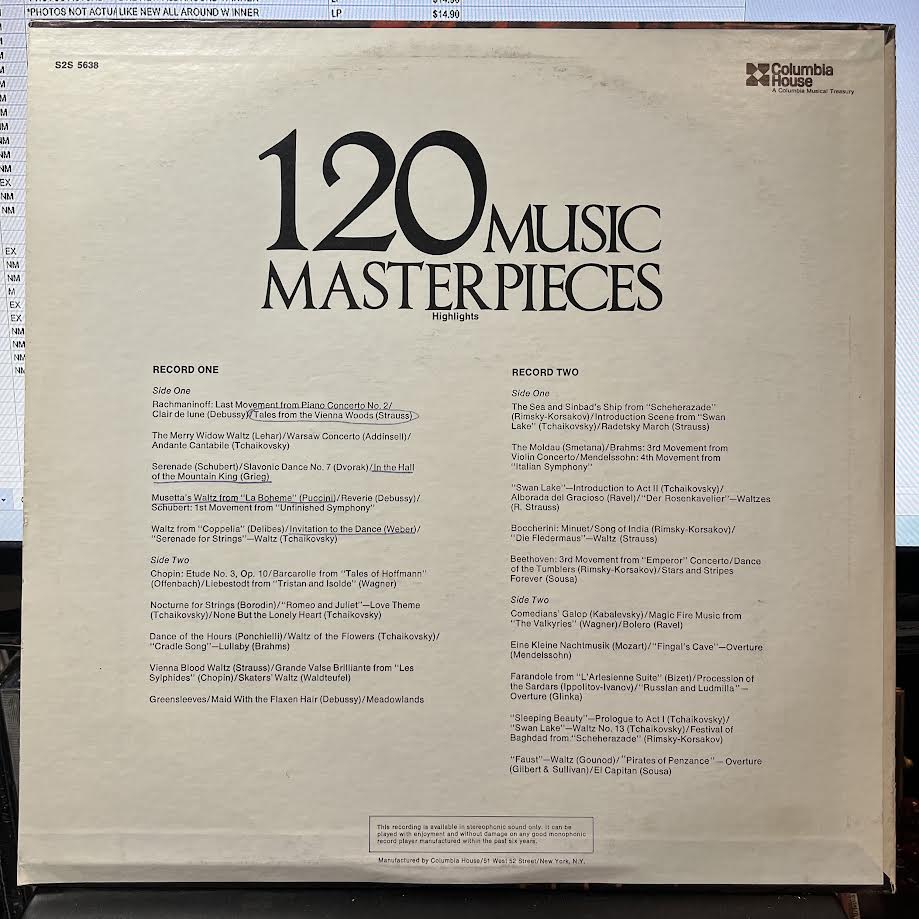 120 Music Masterpieces (2xVINYL) | Near Mint- (NM-) Near Mint- (NM-)