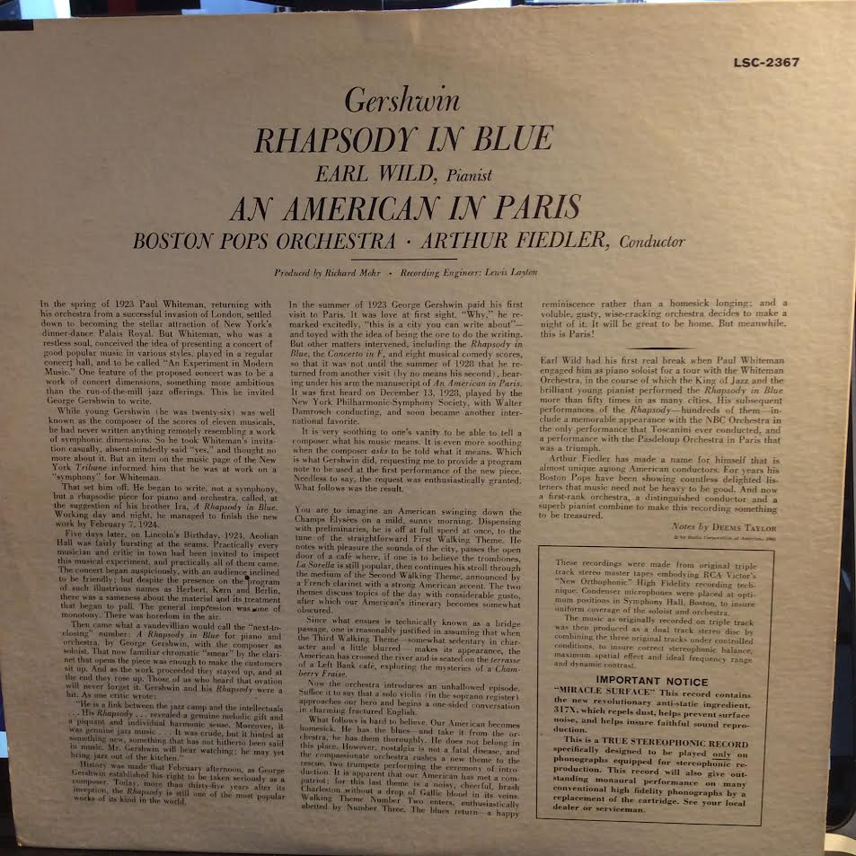 George Gershwin - Rhapsody In Blue / An American In Paris (VINYL) | Near Mint- (NM-) Excellent+ (EX+)