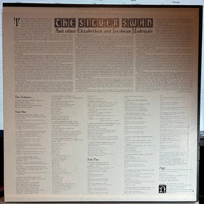 The Scholars (3) - The Silver Swan (And Other Elizabethan And Jacobean Madrigals) (VINYL) | Near Mint (NM or M-)