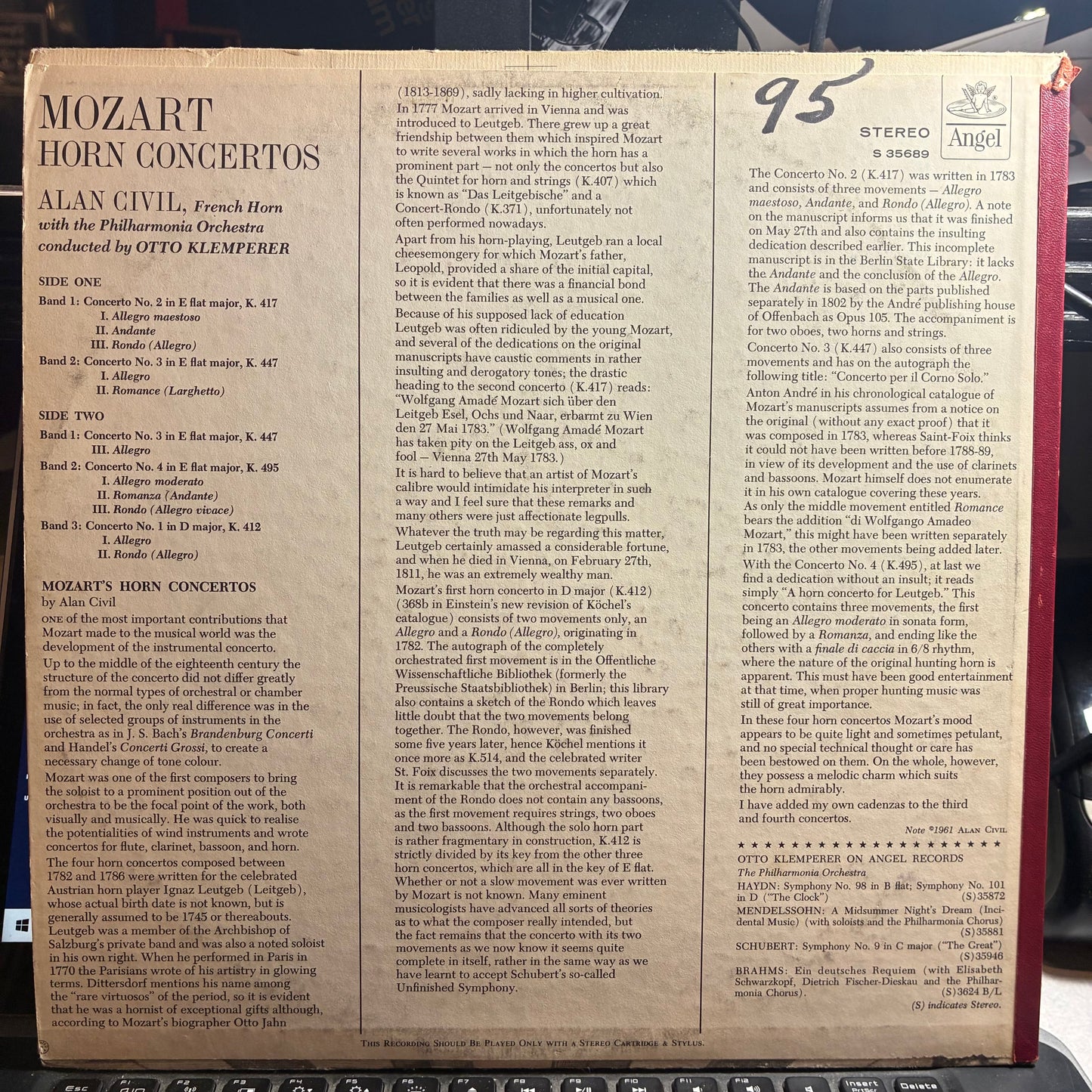 Wolfgang Amadeus Mozart - Horn Concertos (VINYL) | Near Mint (NM or M-) Excellent (EX)