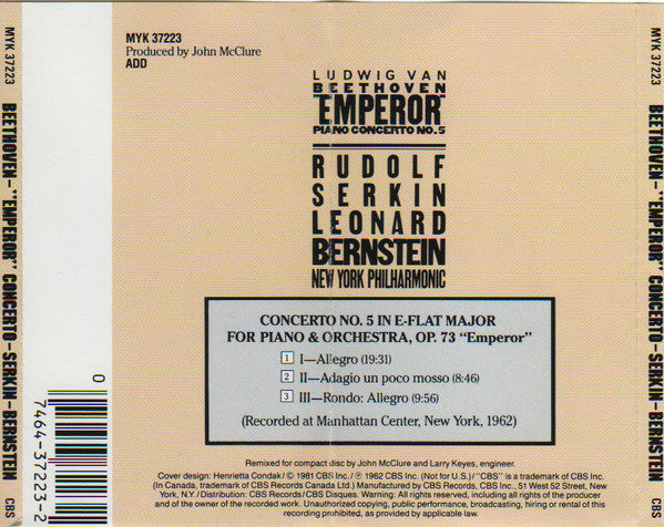 Ludwig van Beethoven - "Emperor" Piano Concerto No. 5 (CD) | Near Mint (NM or M-)