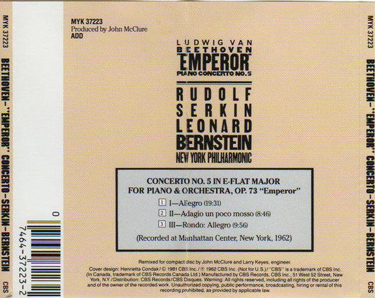 Ludwig van Beethoven - "Emperor" Piano Concerto No. 5 (CD) | Near Mint (NM or M-)