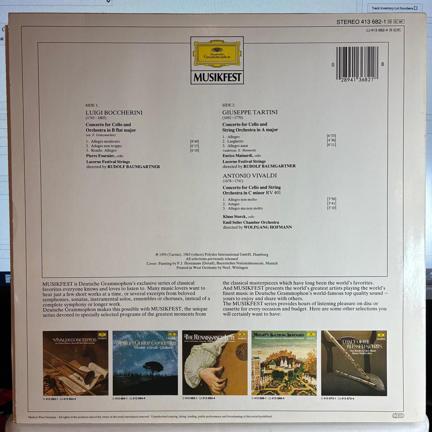 Antonio Vivaldi - The Baroque Cello - Concertos By Vivaldi • Boccherini & Tartini (VINYL) | Near Mint (NM or M-)