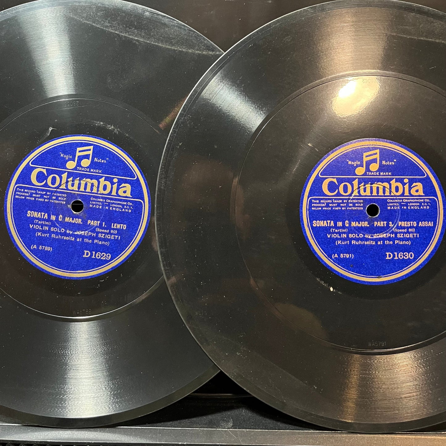 Joseph Szigeti - SONATA IN G (78RPM 2x10") COLUMBIA D1630 | Near Mint (NM or M-) Generic