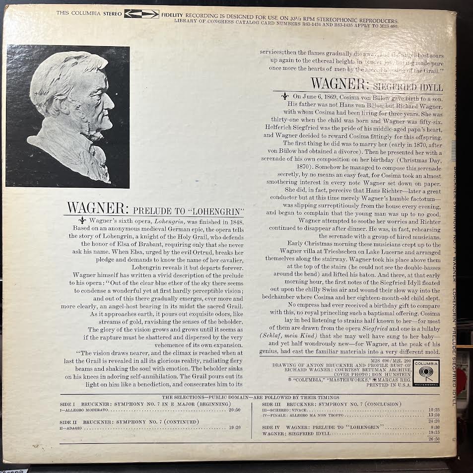 Anton Bruckner - Symphony No. 7 In E Major (Original Version) / Siegfried Idyll; Prelude To "Lohengrin" (VINYL) | Near Mint (NM or M-) Excellent+ (EX+)