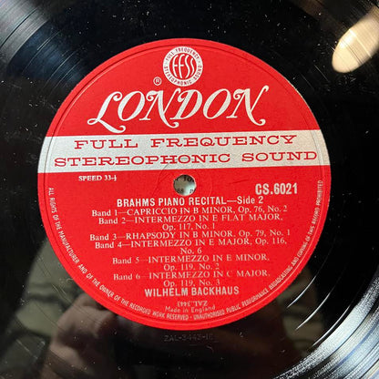 Johannes Brahms - Brahms Piano Recital (VINYL) | Near Mint (NM or M-) Excellent+ (EX+)