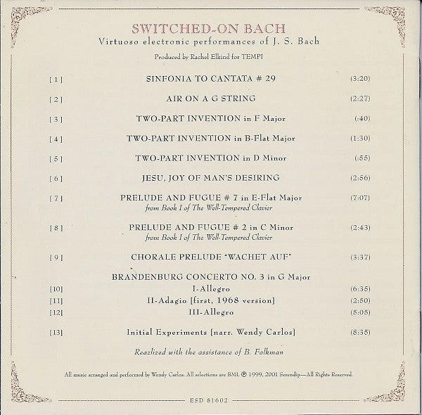 Wendy Carlos - Switched-On Bach (CD) | Near Mint (NM) Excellent+ (EX+)