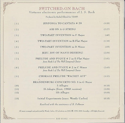 Wendy Carlos - Switched-On Bach (CD) | Near Mint (NM) Excellent+ (EX+)