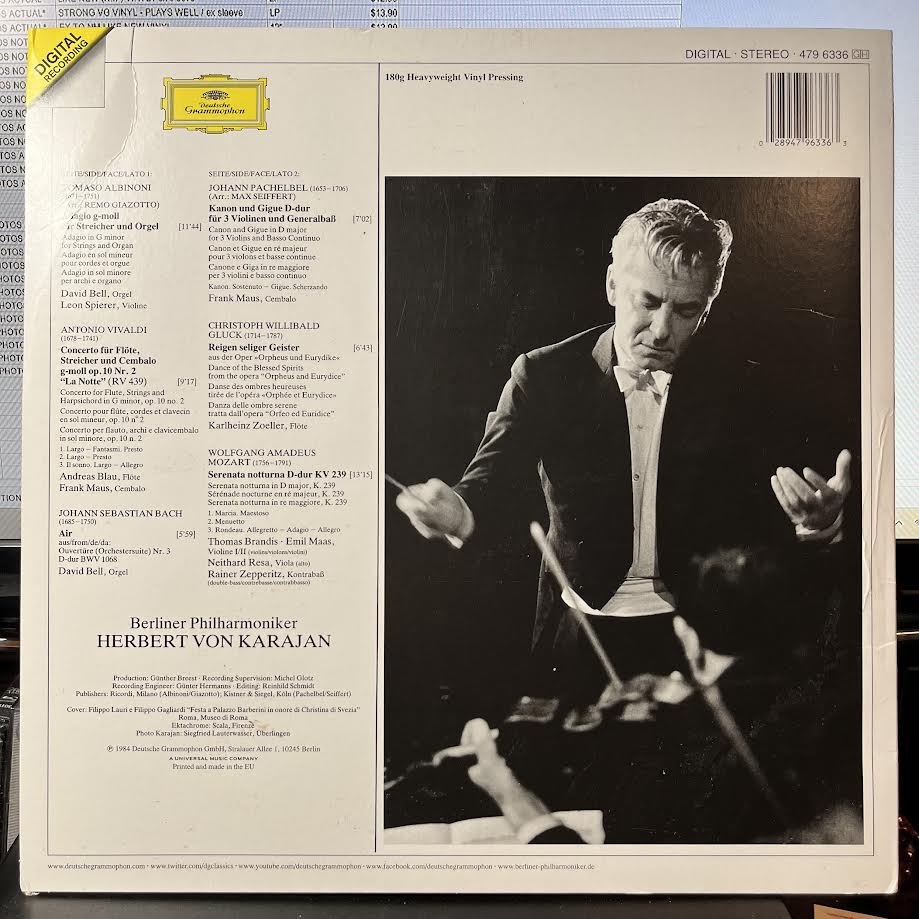 Tomaso Albinoni - Albinoni: Adagio, Pachelbel: Canon (VINYL) | Near Mint (NM) Excellent+ (EX+)