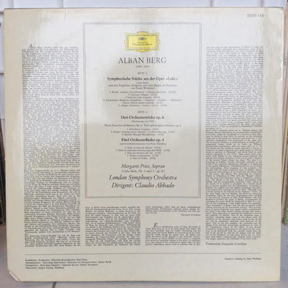 Alban Berg, Margaret Price • London Symphony Orche - Lulu-Suite • Altenberg-Lieder Op. 4 • Drei Orchester-Stücke Op. 6 = Three Pieces For Orchestra, Op. 6 (VINYL) | Near Mint (NM or M-)