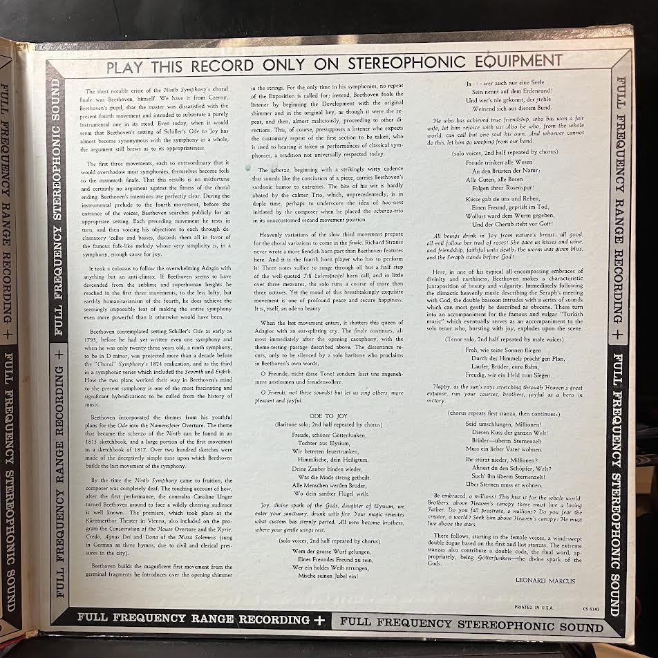 Ludwig van Beethoven - Beethoven Ninth (VINYL) | Near Mint (NM) Near Mint (NM)