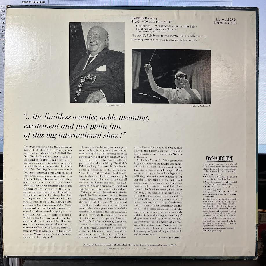 World's Fair Suite (The Official Recording) (VINYL) | Near Mint (NM) Excellent+ (EX+)