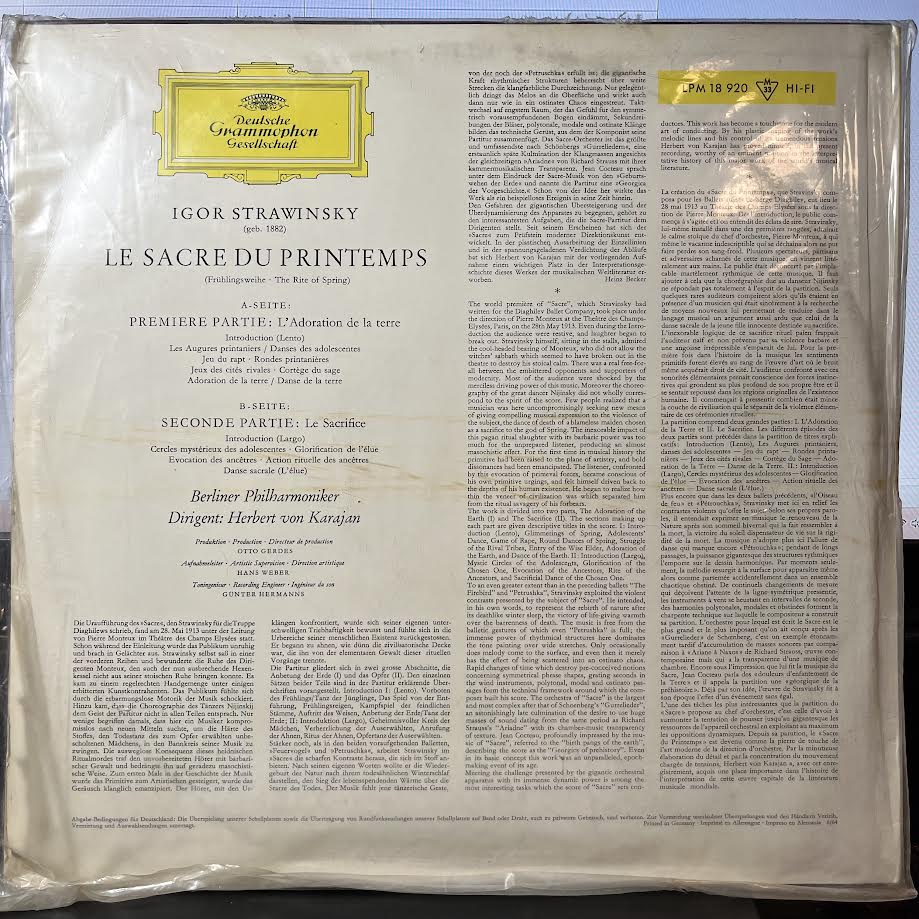 Le Sacre Du Printemps (VINYL) | Near Mint (NM) Excellent+ (EX+)