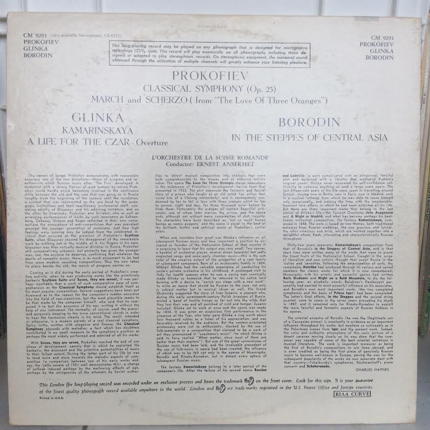 Classical Symphony / March And Scherzo / Kamarinska Fantasy / A Life For The Czar / In The Steppes Of Central Asia (VINYL) | Near Mint (NM or M-) Very Good Plus (VG+)
