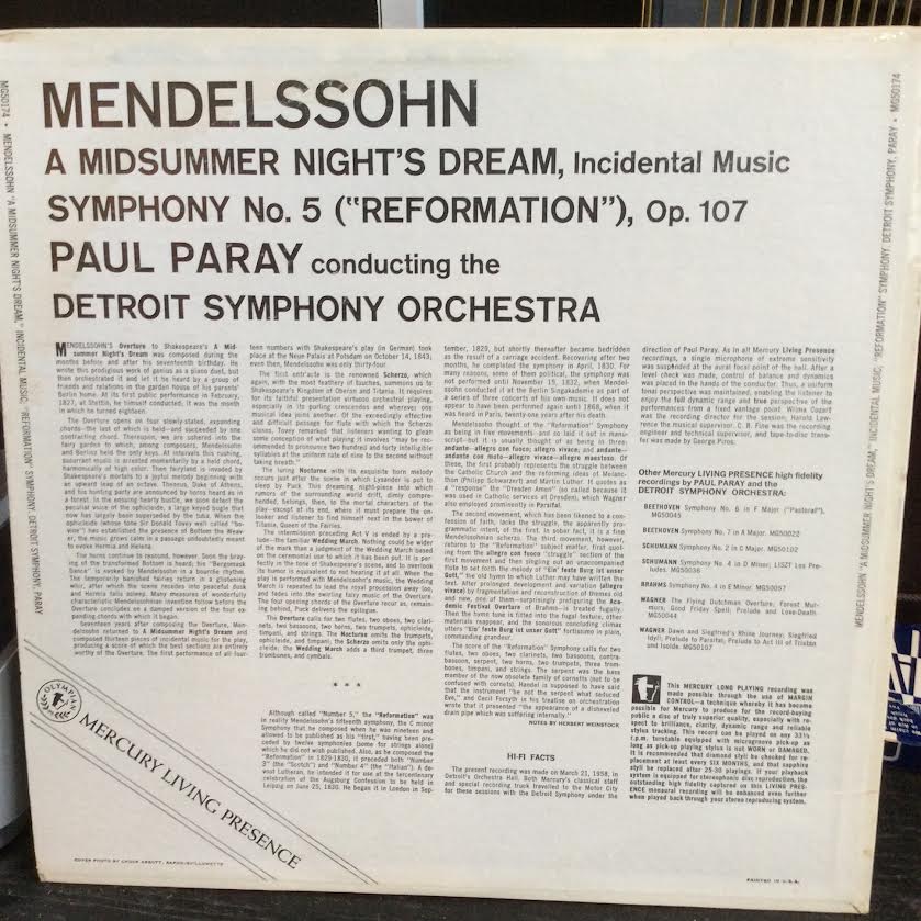 A Midsummer Night's Dream, Incidental Music; Symphony No. 5 "Reformation" (VINYL) | Near Mint (NM or M-)