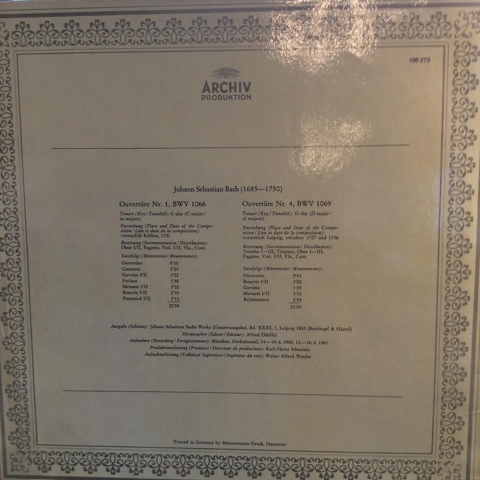 Johann Sebastian Bach - Ouvertüre Nr. 1 In C-dur, BWV 1066 / Ouvertüre Nr. 4 In D-dur, BWV 1069 (VINYL) | Near Mint (NM) Near Mint (NM)