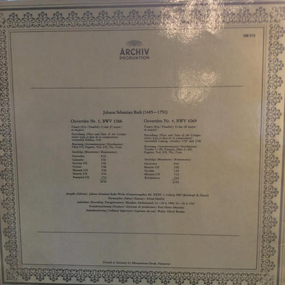 Johann Sebastian Bach - Ouvertüre Nr. 1 In C-dur, BWV 1066 / Ouvertüre Nr. 4 In D-dur, BWV 1069 (VINYL) | Near Mint (NM) Near Mint (NM)