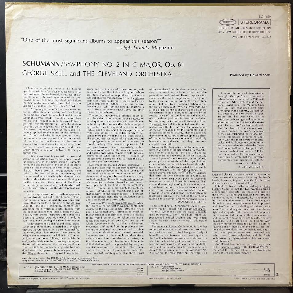 Robert Schumann - Symphony No. 2 In C Major (VINYL) | Near Mint (NM or M-) Excellent+ (EX+)