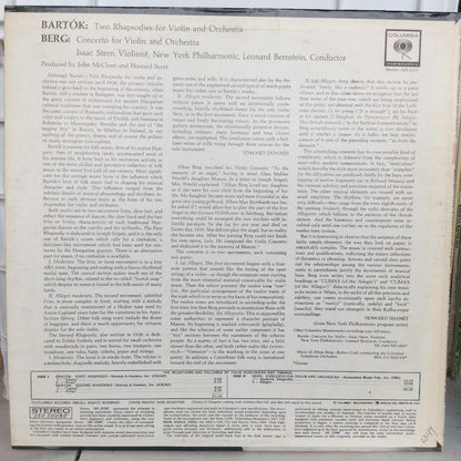 Bela Bartok / Alban Berg - Isaac Stern, Leonard Be - Two Rhapsodies For Violin And Orchestra / Violin Concerto (VINYL) | Near Mint (NM or M-) Very Good Plus (VG+)