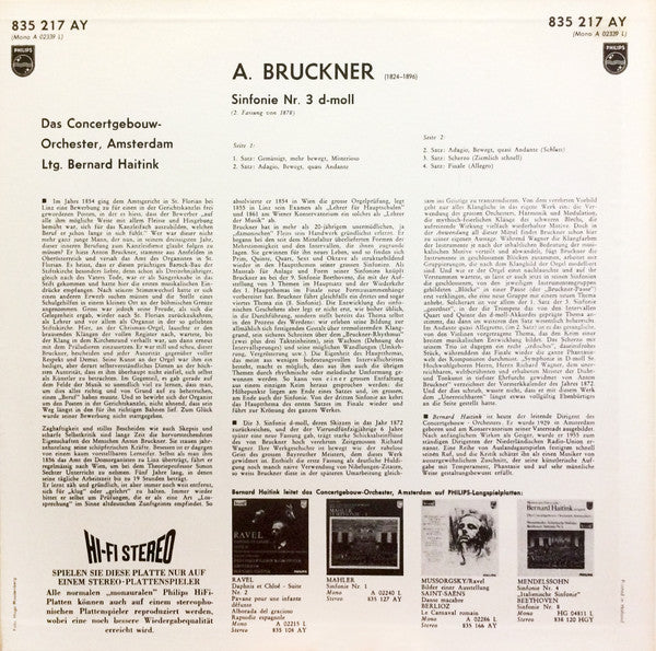 Anton Bruckner, Bernard Haitink, Concertgebouworke - Sinfonie Nr. 3 D-Moll (VINYL) | Near Mint (NM or M-)