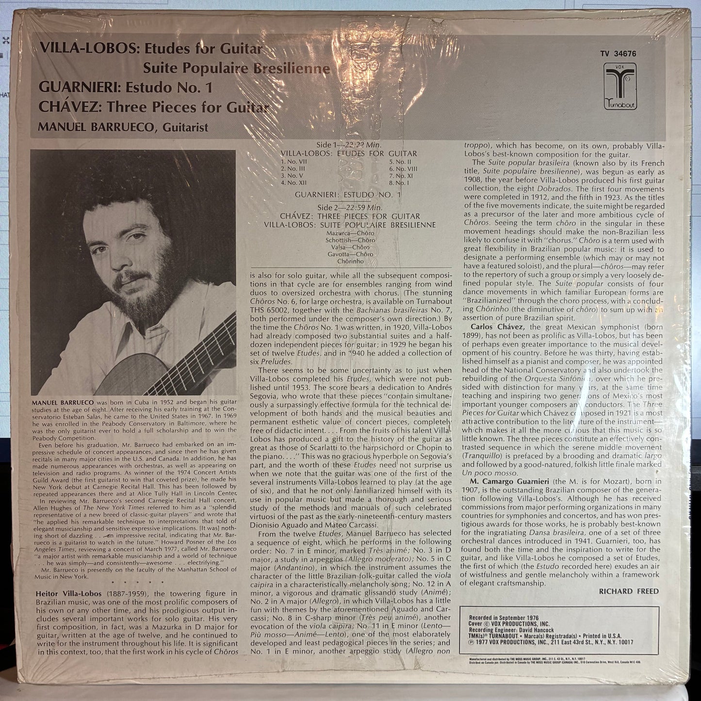 Heitor Villa-Lobos - Works For Guitar (VINYL) | Very Good Plus (VG+) Excellent (EX)