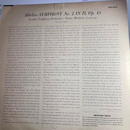Jean Sibelius - Symphony No. 2 (VINYL) | Very Good Plus (VG+) Excellent (EX)