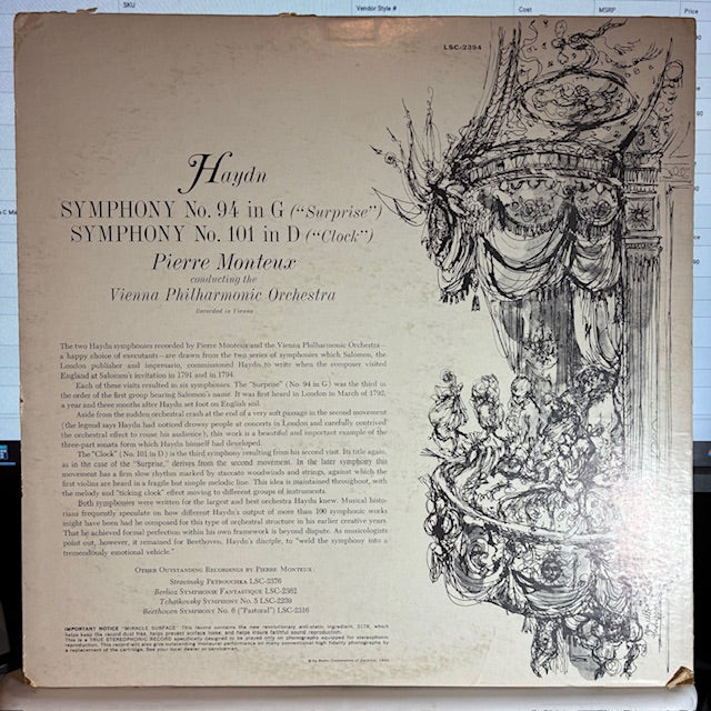 Joseph Haydn - (Surprise) Symphony No. 94 / (Clock) Symphony No. 101 (VINYL) | Very Good (VG) Very Good (VG)