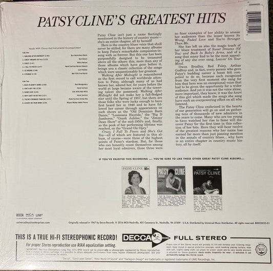 Patsy Cline - Greatest Hits (PINK VINYL) | Mint (M) Mint (M)