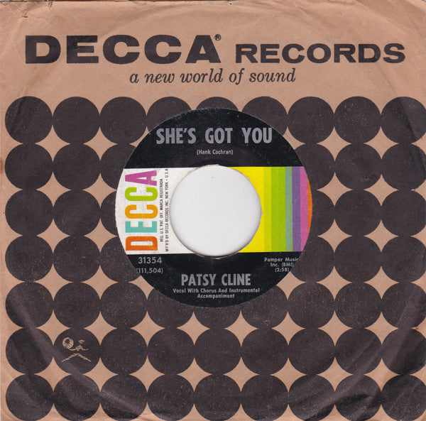 Patsy Cline - She's Got You (7" VINYL) | Excellent+ (EX+) Generic