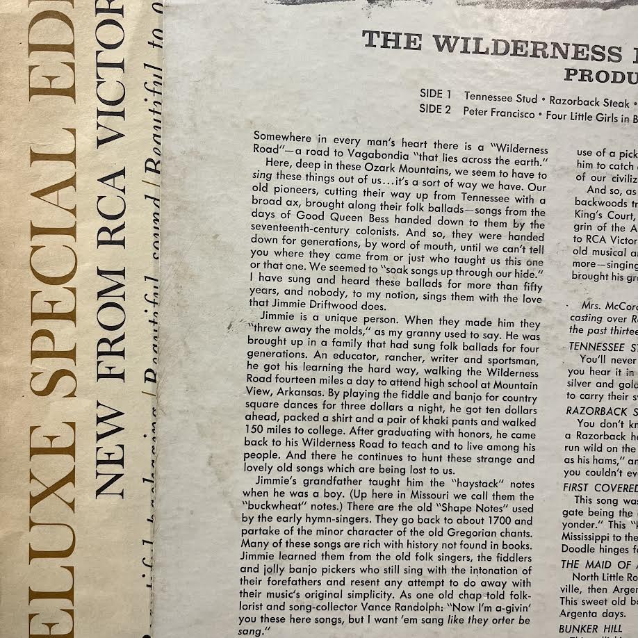 Jimmy Driftwood - The Wilderness Road (VINYL) | Very Good Plus (VG+) Very Good Plus (VG+)