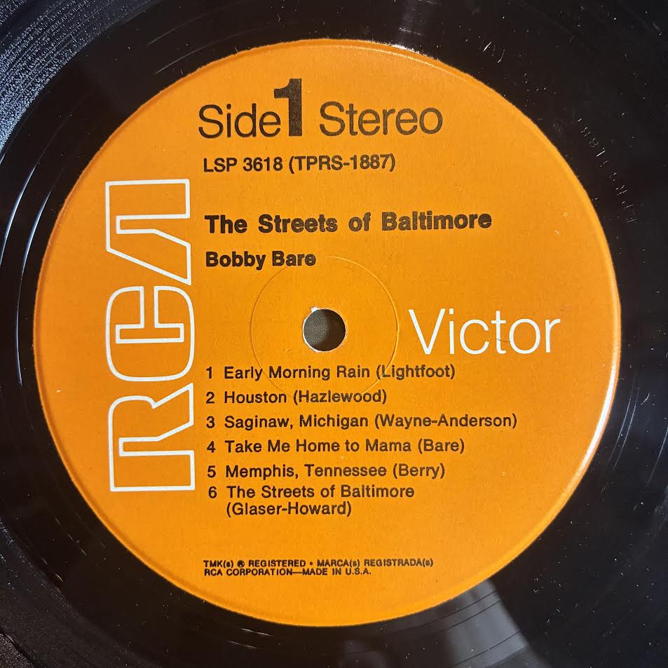 Bobby Bare - The Streets Of Baltimore (VINYL) | Very Good Plus (VG+) Excellent (EX)