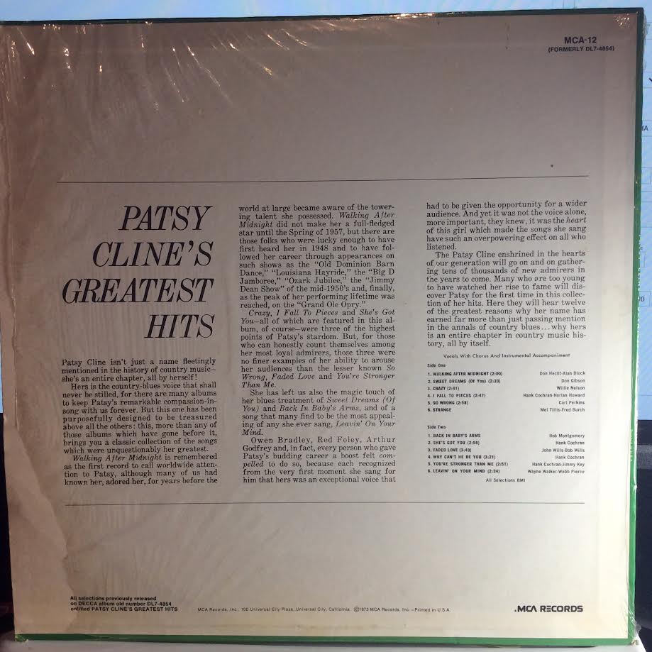Patsy Cline - Patsy Cline's Greatest Hits (VINYL) | Very Good (VG) Excellent+ (EX+)