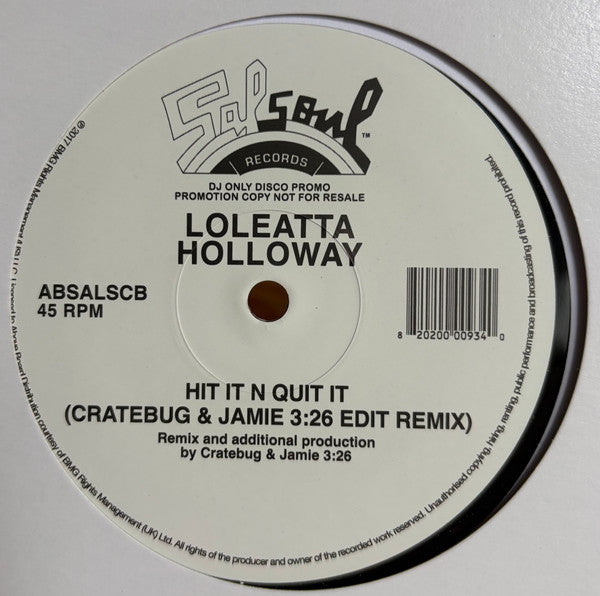 Loleatta Holloway - Hit It N Quit It (Cratebug & Jamie 3:26 Edit Remix)(VINYL) |