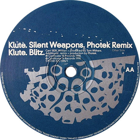 Klute - Silent Weapons (Photek Remix) / Blitz (12" VINYL) | Excellent (EX) Very Good Plus (VG+)
